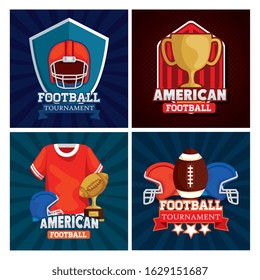 set poster of american football with decoration vector illustration design