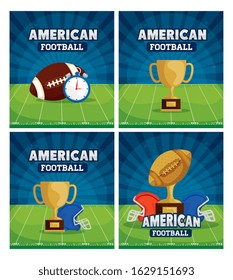 set poster of american football with decoration vector illustration design