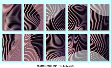 set of poster background series with abstract wave texture.