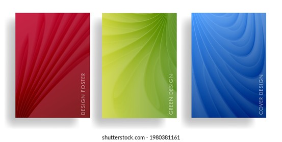 Set of poster backgrouns with smooth 3d waves forminf structured texture