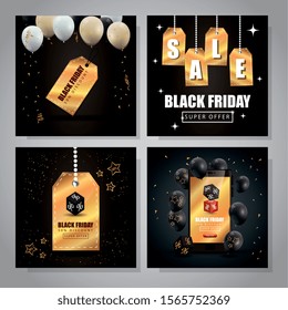 set poster of black friday and decoration vector illustration design