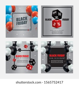 set poster of black friday and decoration vector illustration design