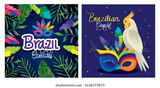 set poster of brazil with decoration vector illustration design
