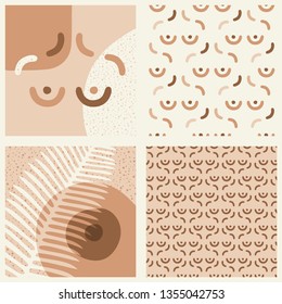 Set. Poster with breast. Vector illustration.