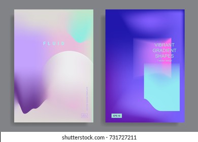 Set of poster with color vibrant gradient background. Trendy modern design. Vector templates for placards, banners, flyers, covers design, presentations and reports. Vector illustration. Eps10