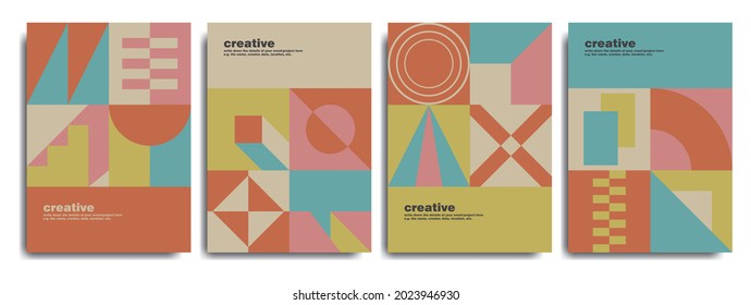 set of poster cover with neo geometry design for books, event, flyer, brochure, invitation, magazine, and more