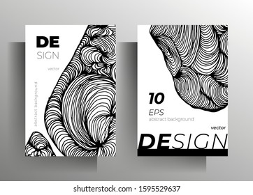 Set of poster, cover templates for book, magazine, booklet, catalog. Monochrome design with hand drawn graphic elements. EPS 10 vector.