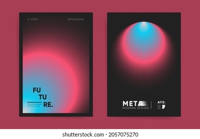 Set of poster covers with color blur circle gradient background. Trendy modern a4 vertical design. Minimal templates for posters, covers, placard, presentation, flyers, banners. Futuristic pink vector