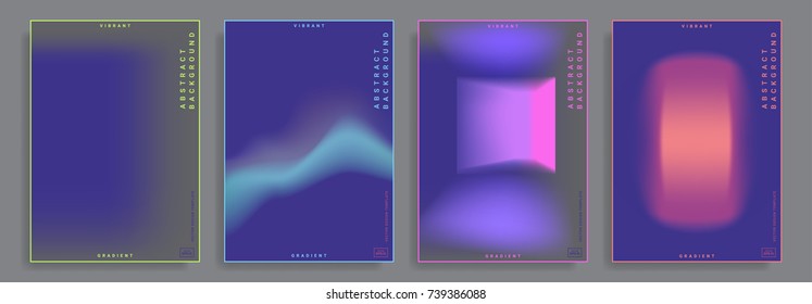 Set of poster covers with color vibrant gradient background. Trendy modern design. Vector templates for placards, banners, flyers, presentations and reports. Vector illustration. Eps10