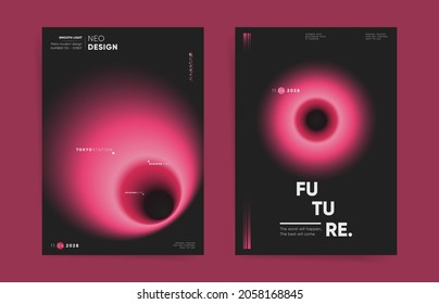 Set von Plakatdecken mit cosmos weichen Kreis Farbverlauf-Design. Modernes modernes a4 vertikales Design. Minimale Vorlagen für Poster, Cover, Plakate, Präsentationen, Flyer, Banner. Futuristischer Neonraum