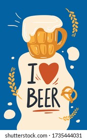 Set poster for the craft beer festival. Vector illustration in doodle style. Isolated on a white background. Party celebration in a pub.