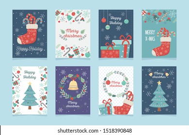 set of poster decoration celebration happy christmas