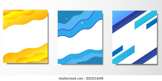 set of poster design with blue and yellow color. template design 