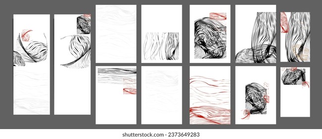 Set Poster design Japanese style templates set invitations white background to beauty texture from lines abstract background for book cover brochure texture