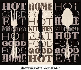 Set of poster design for the kitchen, for the menu. Painting, poster, print. Vector elements.
