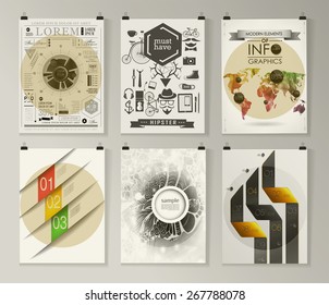 Set of poster, flyer, brochure design templates. Infographic concept. Abstract modern backgrounds. 