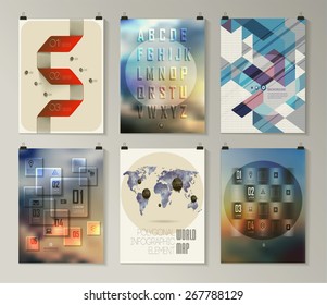Set of poster, flyer, brochure design templates. Infographic concept. Abstract modern backgrounds. 