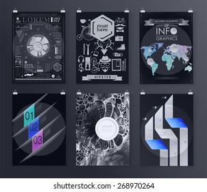 Set of poster, flyer, brochure design templates. Infographic concept. Abstract modern backgrounds. 