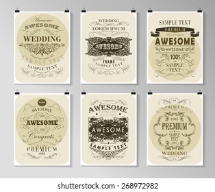 Satz von Poster, Flyer, Broschüre Design Vorlagen. ?alligraphische Gestaltungselemente und Seitendekoration
