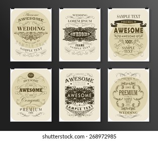 Set of poster, flyer, brochure design templates. calligraphic design elements and page decoration