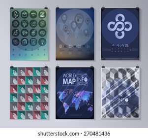Set of poster, flyer, brochure design templates. Infographic concept. Abstract modern backgrounds. 