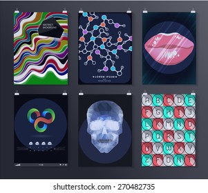 Set of poster, flyer, brochure design templates in different styles. Infographic concept. Abstract modern backgrounds. 
