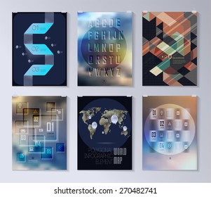 Set of poster, flyer, brochure design templates. Infographic concept. Abstract modern backgrounds. 