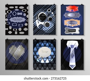 Set of poster, flyer, brochure design templates in different styles. Infographic concept. Retro design. Abstract modern backgrounds. 