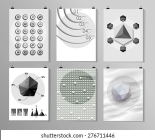 Set of poster, flyer, brochure design templates in different styles. Infographic concept. Retro design. Abstract modern backgrounds. 