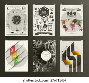 Set of poster, flyer, brochure design templates. Infographic concept. Abstract modern backgrounds. 