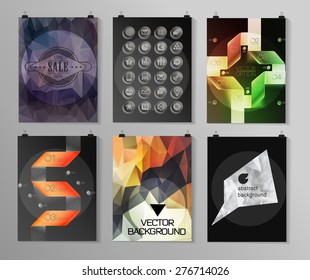 Set of poster, flyer, brochure design templates in different styles. Infographic concept. Retro design. Abstract modern backgrounds. 