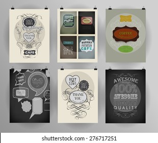 Set of poster, flyer, brochure design templates . ?alligraphic design elements and page decoration