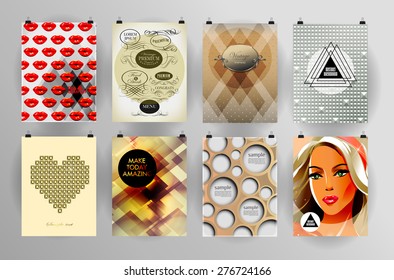 Set of poster, flyer, brochure design templates in different styles. Design concept. Retro design. Abstract modern backgrounds.