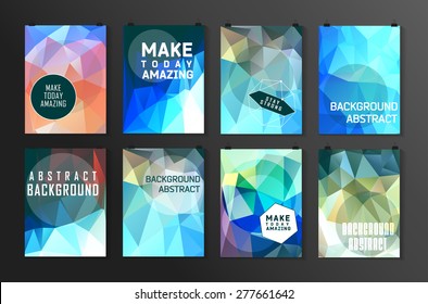 Set of poster, flyer, brochure design templates. Abstract modern polygonal backgrounds. 