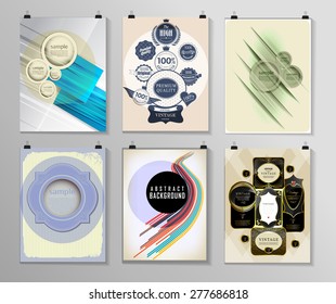 Set of poster, flyer, brochure design templates in different styles. Infographic concept. Retro design. Abstract modern backgrounds. 