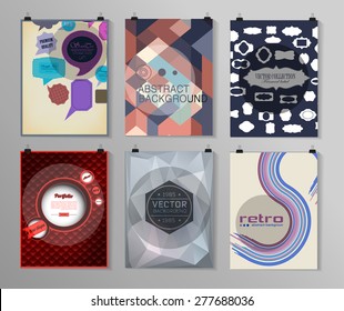 Set of poster, flyer, brochure design templates in different styles. Infographic concept. Retro design. Abstract modern backgrounds. 