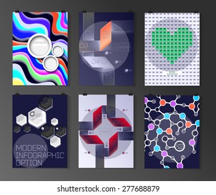 Set of poster, flyer, brochure design templates in different styles. Infographic concept. Retro design. Abstract modern backgrounds. 