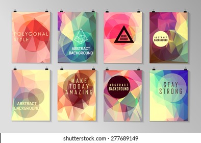 Set of poster, flyer, brochure design templates. Abstract modern polygonal backgrounds. 