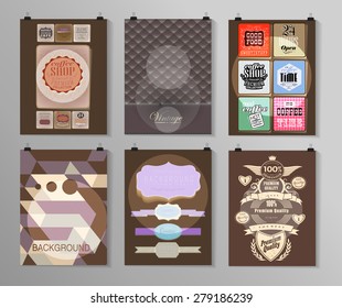 Set of poster, flyer, brochure design templates in different styles. Infographic concept. Retro design. Abstract modern backgrounds. 