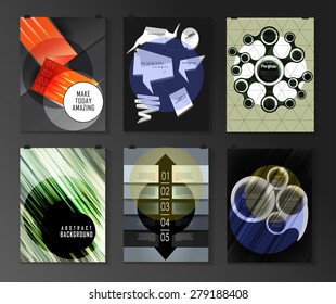 Set of poster, flyer, brochure design templates in different styles. Infographic concept. Retro design. Abstract modern backgrounds. 