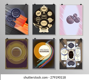 Set of poster, flyer, brochure design templates in different styles. Infographic concept. Retro design. Abstract modern backgrounds. 