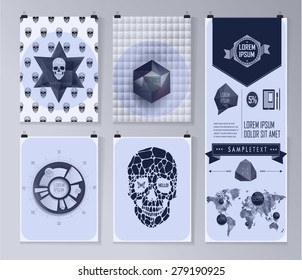 Set of poster, flyer, brochure design templates. Infographic concept. Abstract modern backgrounds. 