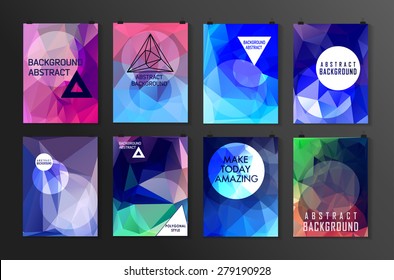 Set of poster, flyer, brochure design templates. Abstract modern polygonal backgrounds. 