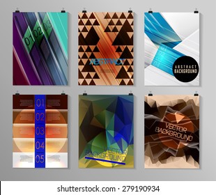 Set of poster, flyer, brochure design templates in different styles. Infographic concept. Retro design. Abstract modern backgrounds. 