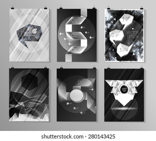 Set of poster, flyer, brochure design templates in different styles. Infographic concept. Retro design. Abstract modern backgrounds. 