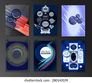 Set of poster, flyer, brochure design templates in different styles. Infographic concept. Retro design. Abstract modern backgrounds. 