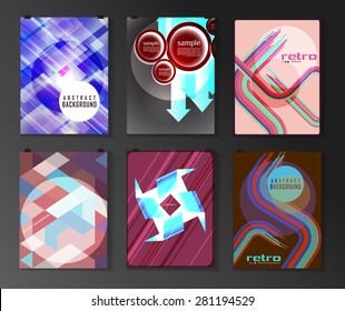 Set of poster, flyer, brochure design templates in different styles. Infographic concept. Retro design. Abstract modern backgrounds. 