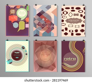 Set of poster, flyer, brochure design templates in different styles. Infographic concept. Retro design. Abstract modern backgrounds. 