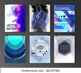 Set of poster, flyer, brochure design templates in different styles. Infographic concept. Retro design. Abstract modern backgrounds. 