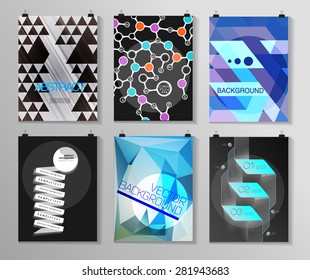 Set of poster, flyer, brochure design templates in different styles. Infographic concept. Retro design. Abstract modern backgrounds. 